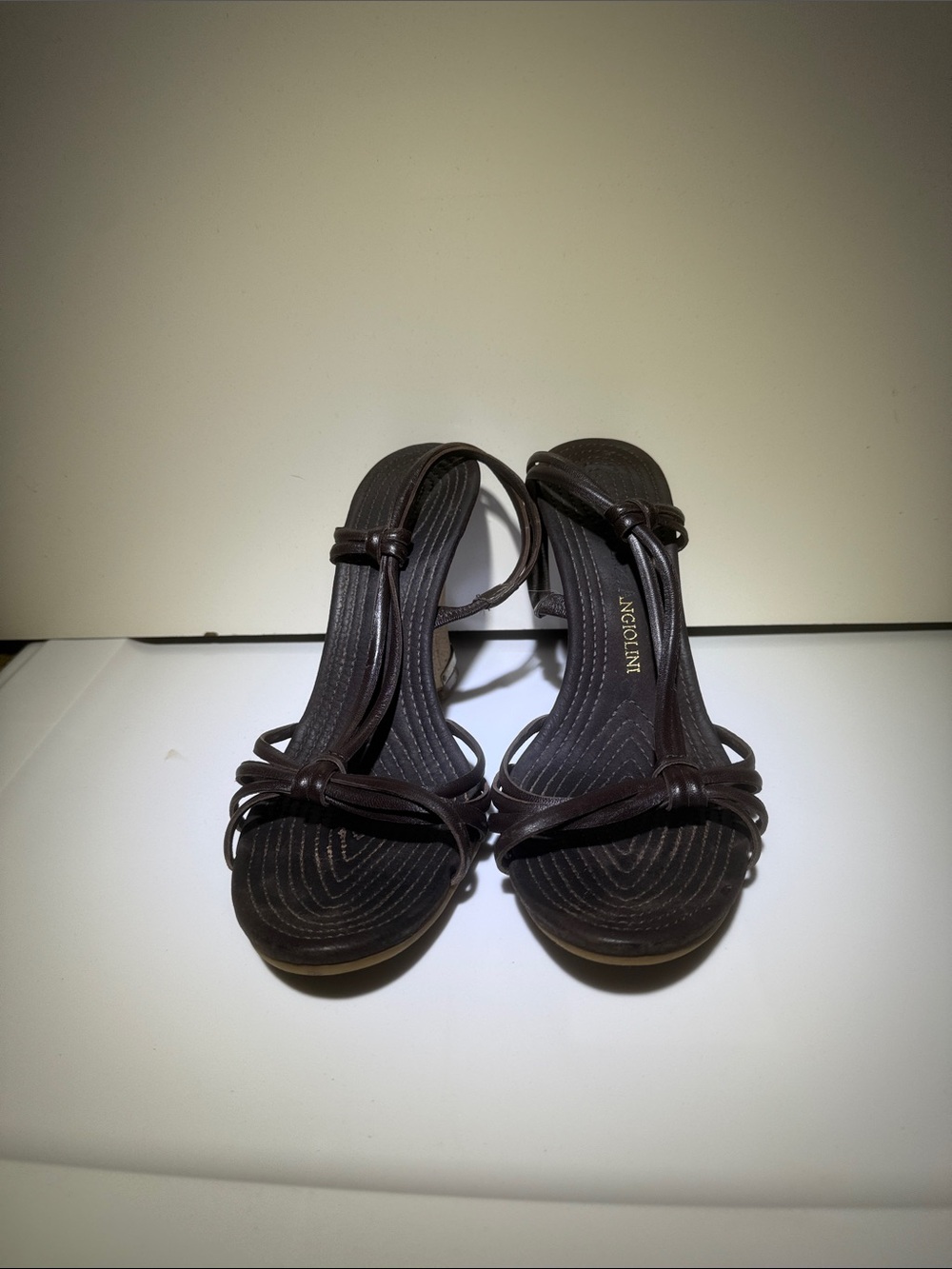 Enzo Angiolini Dark Brown Knotted Strappy Heels